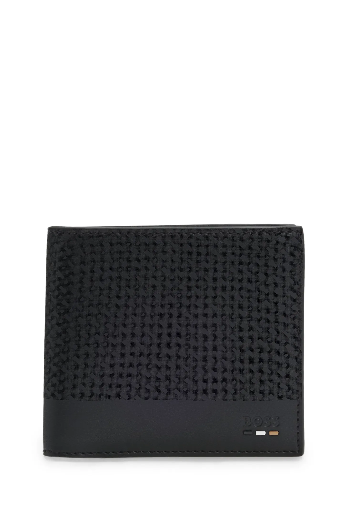 Monogram wallet with plain trims