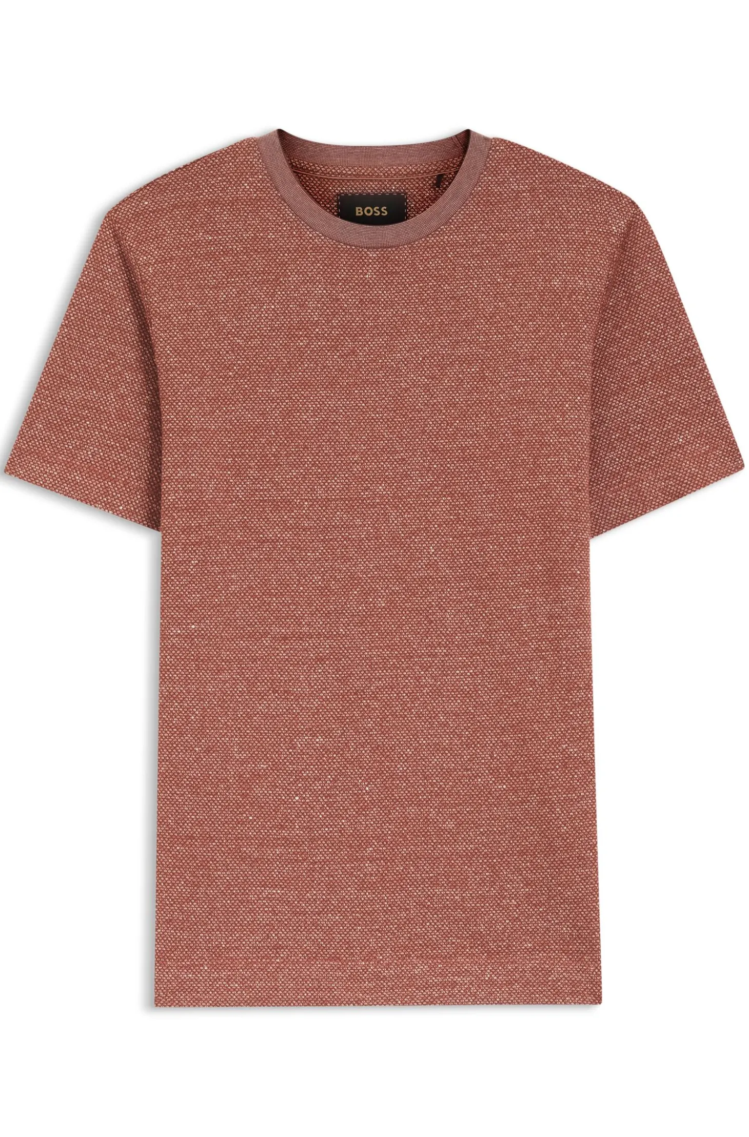 Mouliné-structured T-shirt in cotton, linen and silk