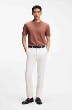 Mouliné-structured T-shirt in cotton, linen and silk