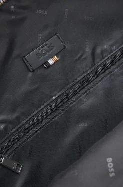 Multi-pocket backpack with leather trims
