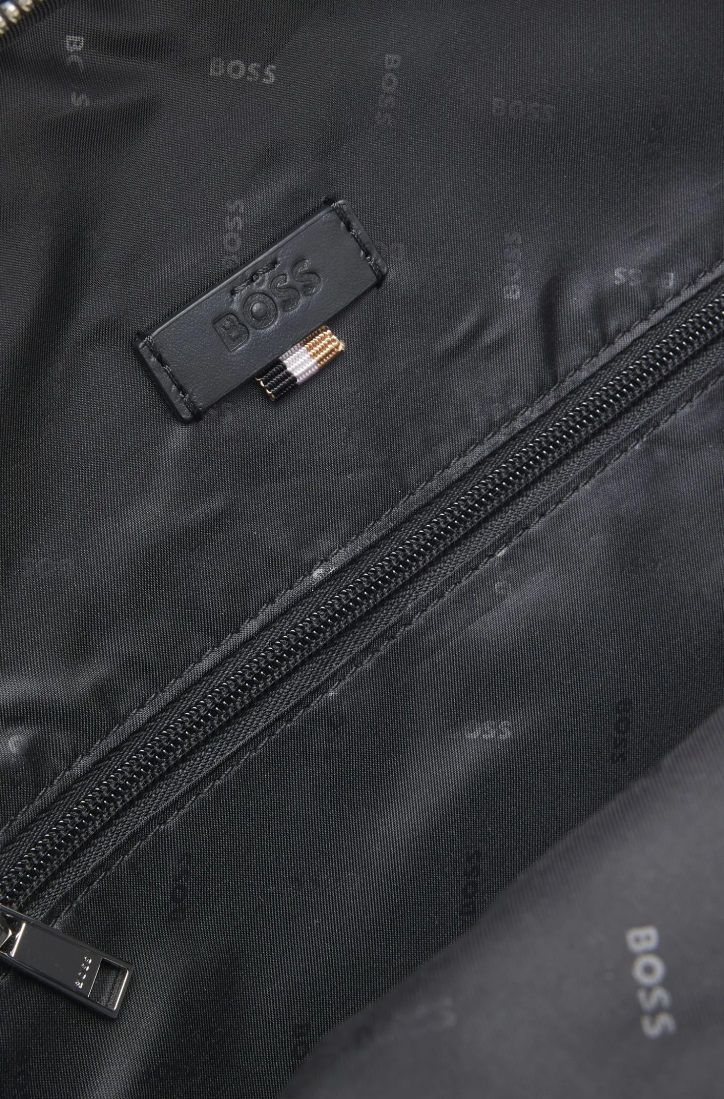 Multi-pocket backpack with leather trims