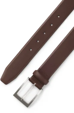 Nappa-leather belt with pin buckle
