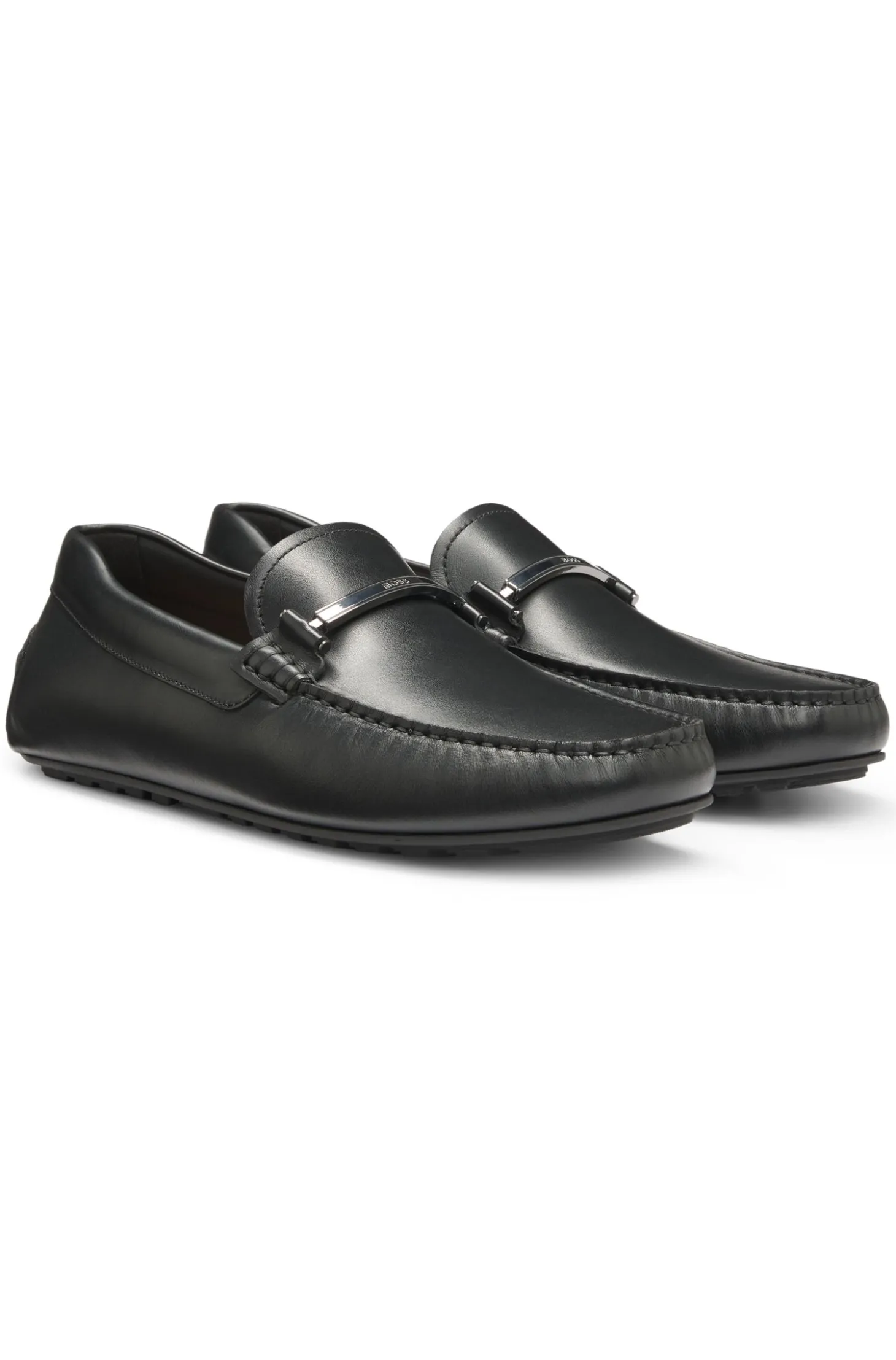 Nappa-leather driver shoes with branded hardware