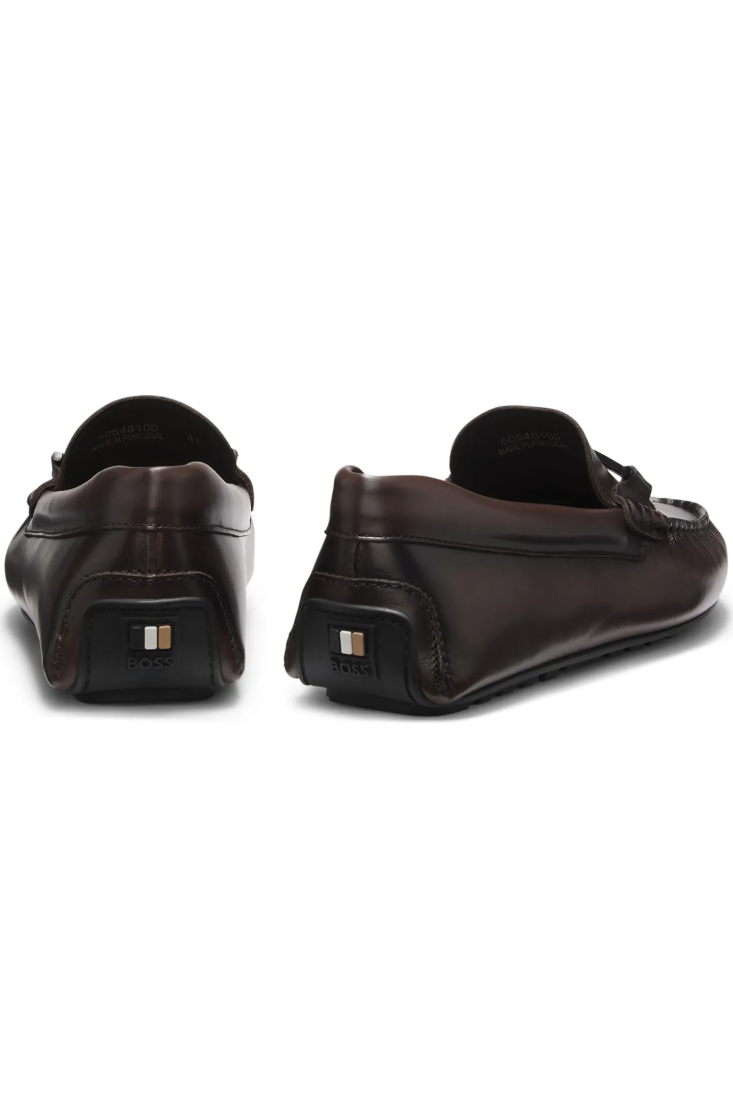 Nappa-leather driver shoes with branded hardware