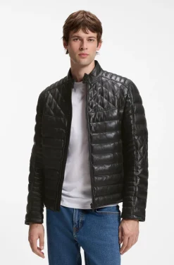 Nappa leather jacket with quilted panels