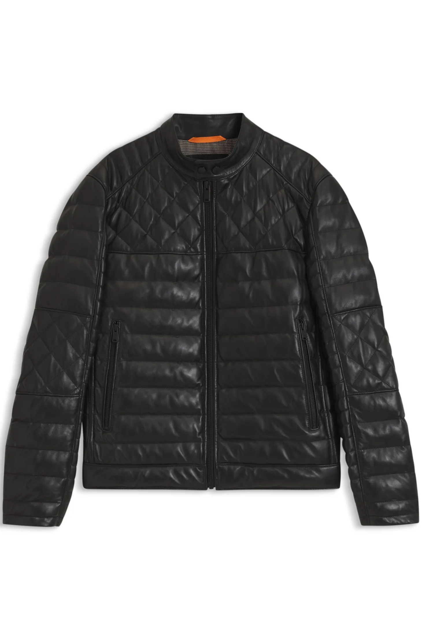 Nappa leather jacket with quilted panels
