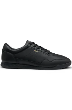 Nappa-leather trainers with gold-tone branding