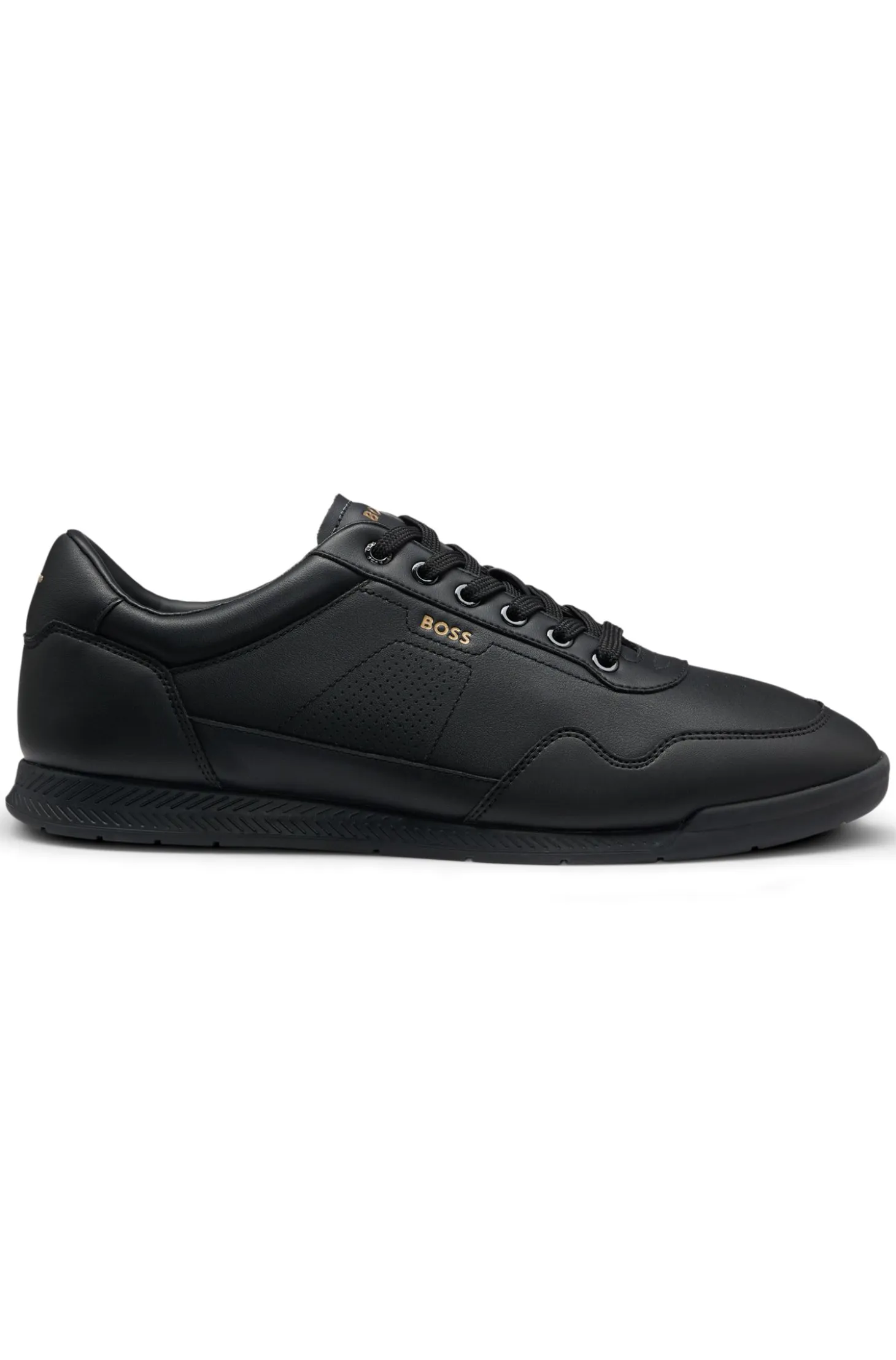 Nappa-leather trainers with gold-tone branding
