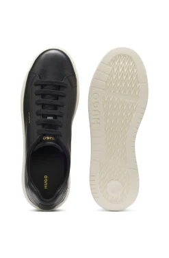 Nappa-leather trainers with gold-tone logo