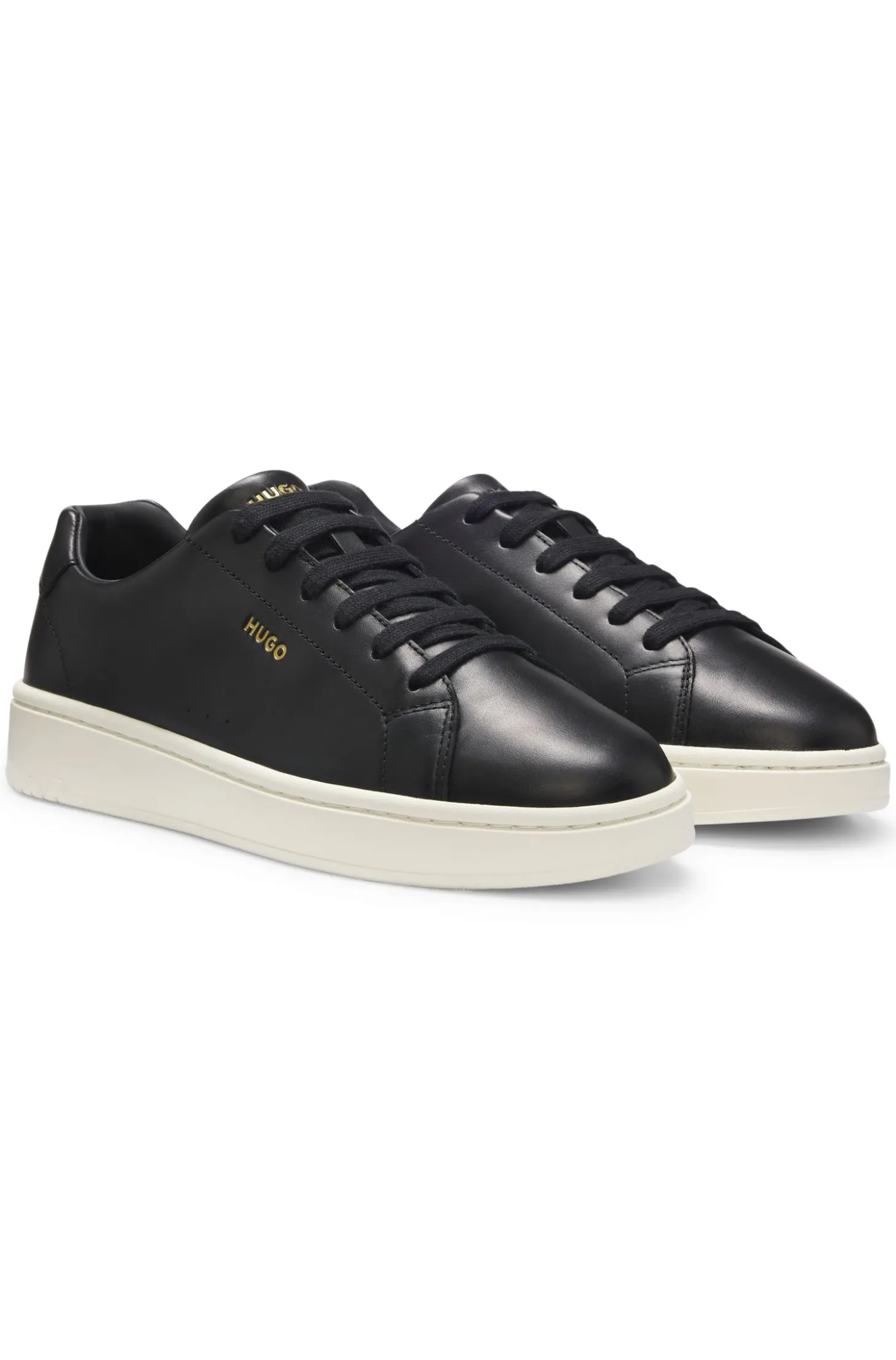 Nappa-leather trainers with gold-tone logo
