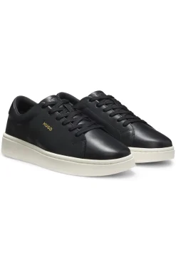 Nappa-leather trainers with gold-tone logo