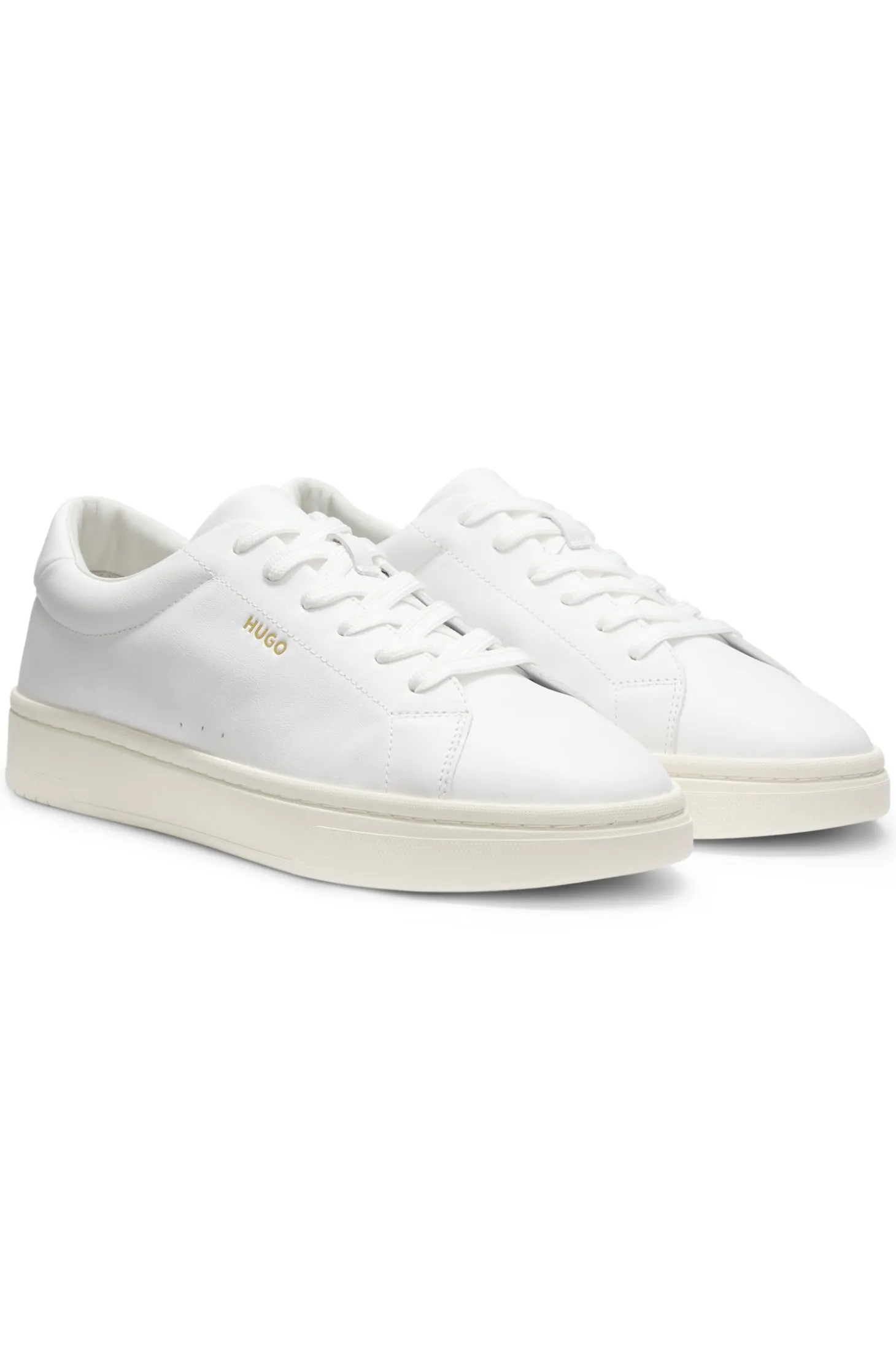 Nappa-leather trainers with gold-tone logo