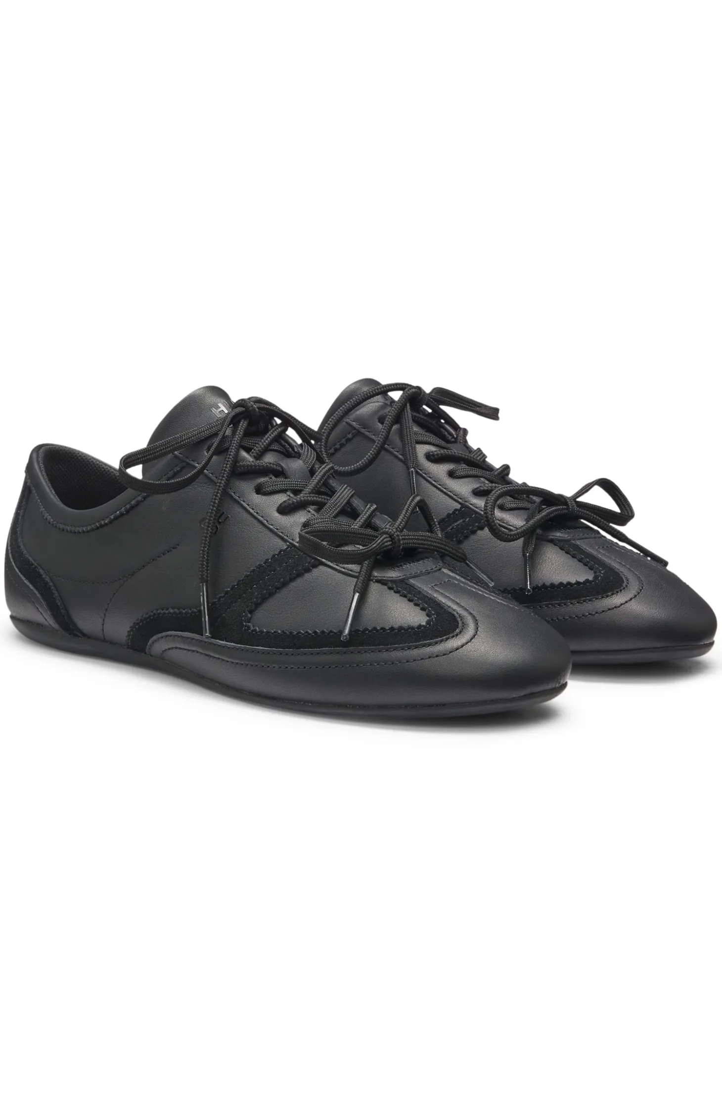 Nappa-leather trainers with suede trims