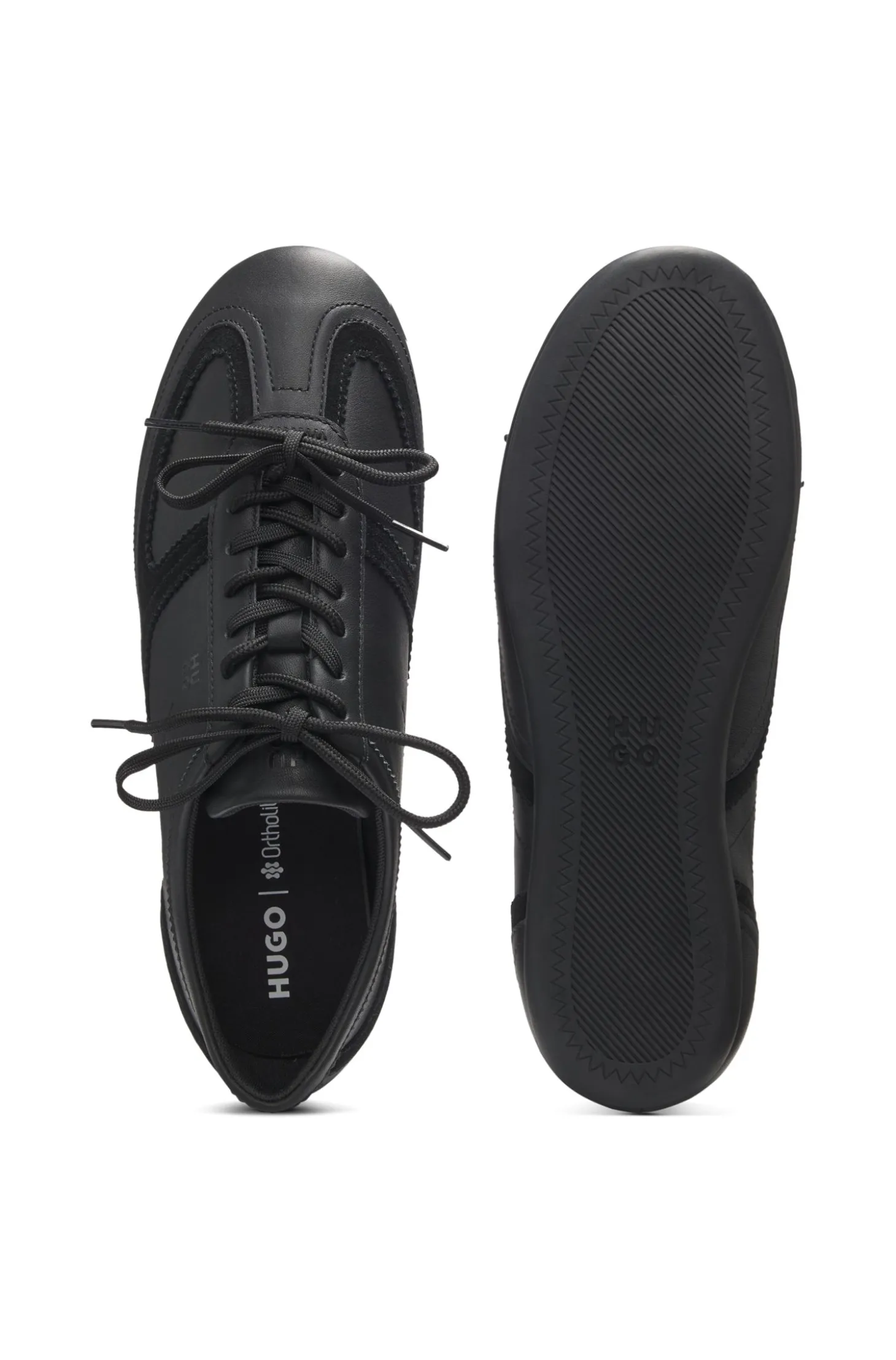 Nappa-leather trainers with suede trims