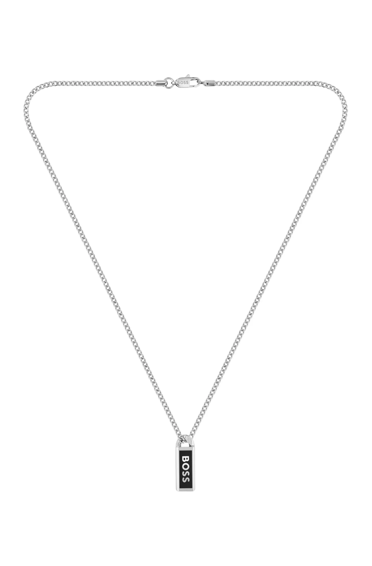 Necklace with logo plate