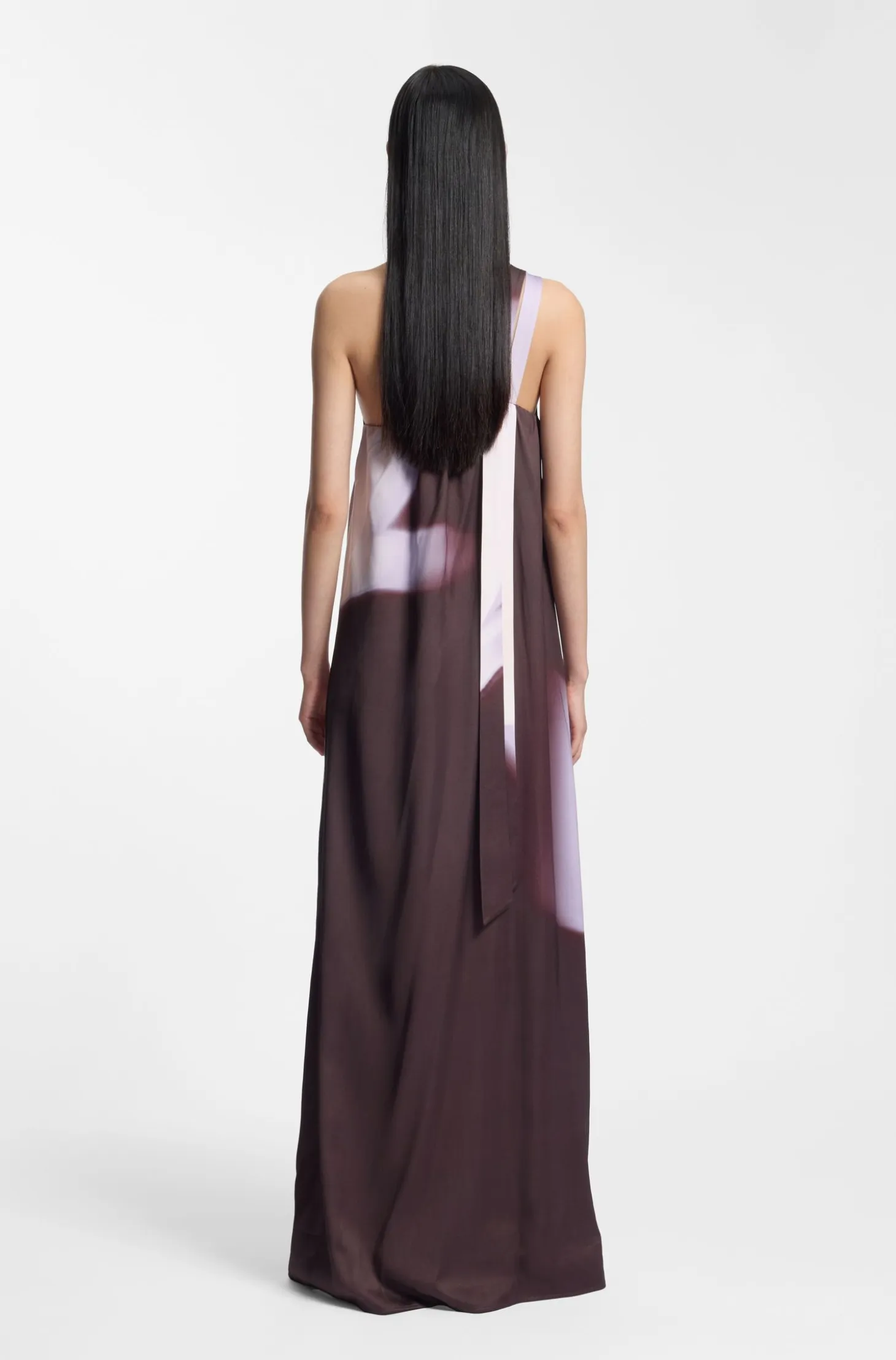 One-shoulder dress with floral print