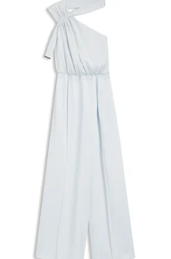 One-shoulder jumpsuit with wrap-effect front
