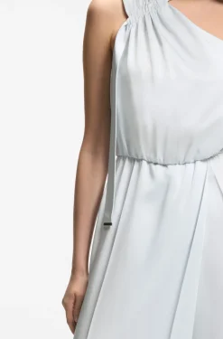 One-shoulder jumpsuit with wrap-effect front