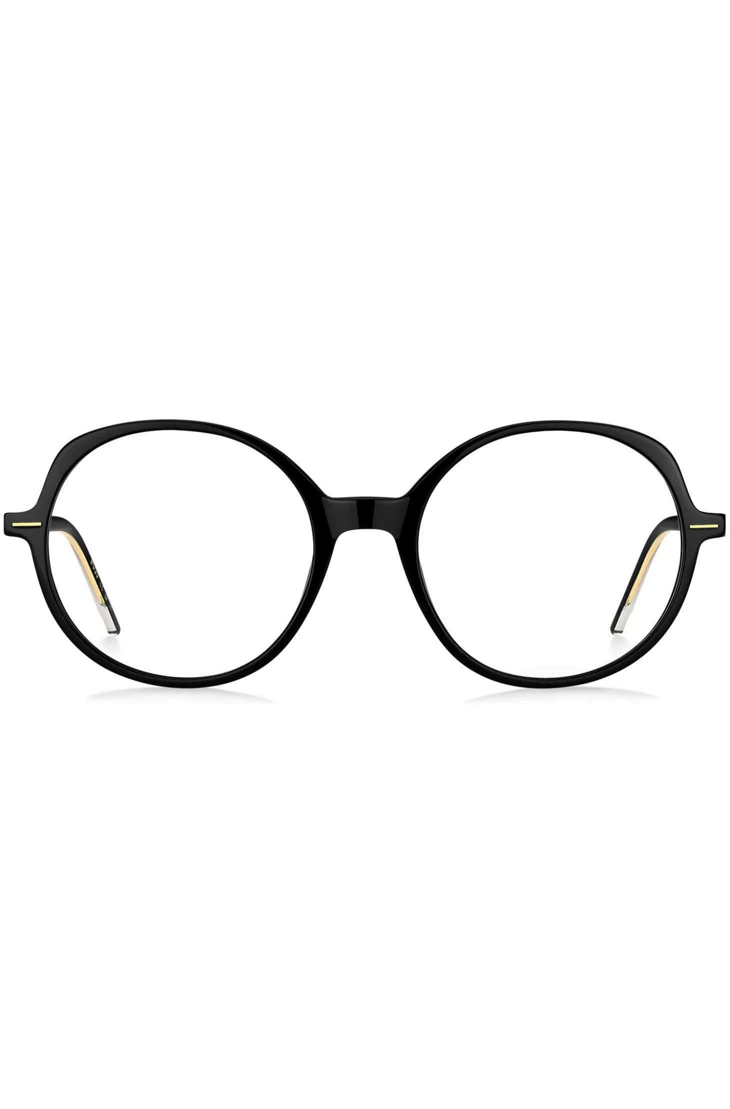 Optical frames in black acetate with gold-tone details