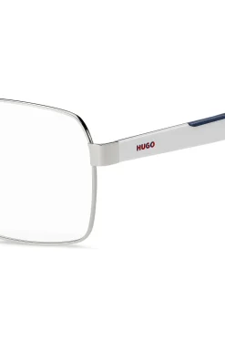 Optical frames in silver-tone metal with blue accents