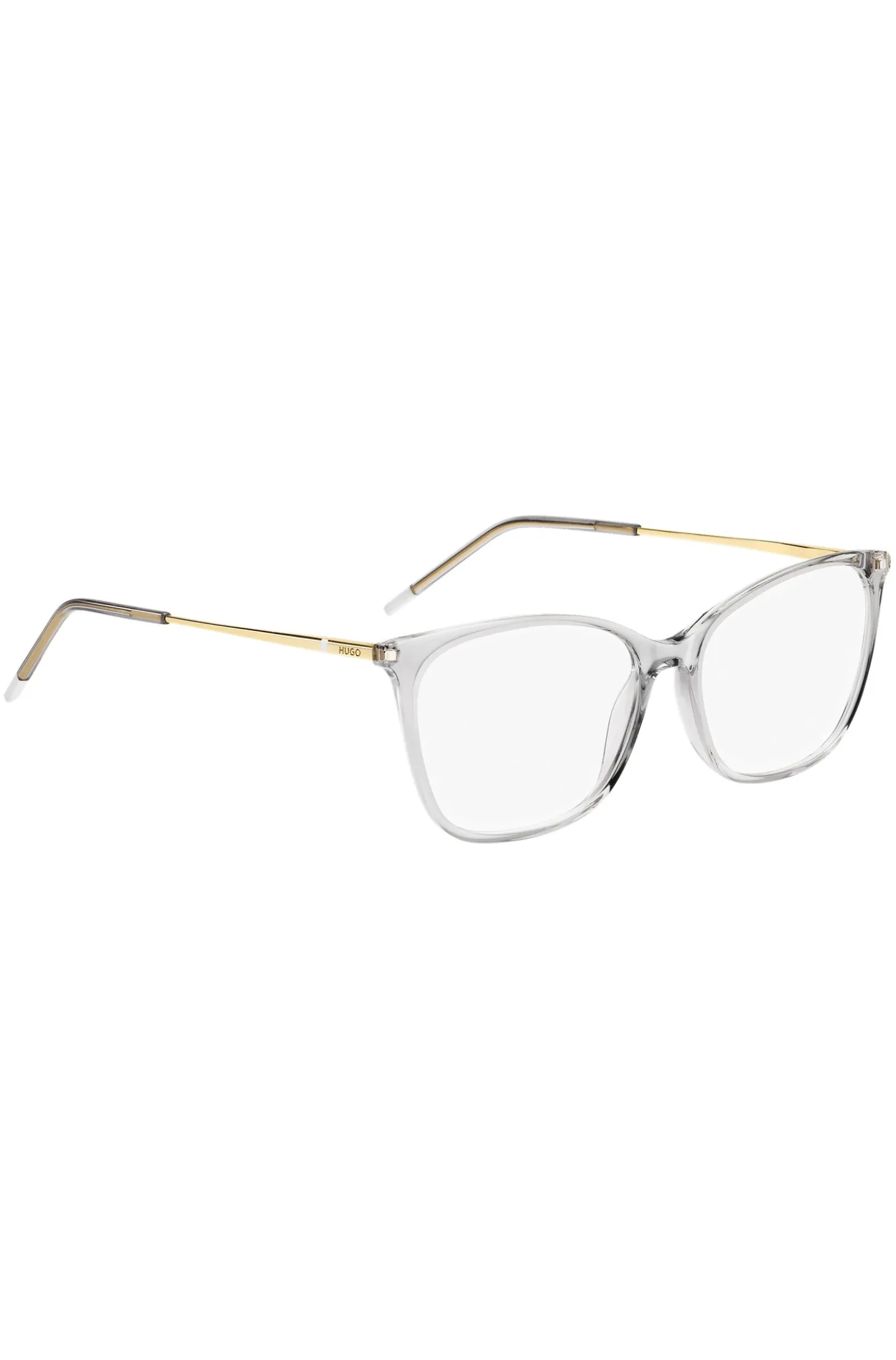 Optical frames in transparent acetate with gold-tone temples