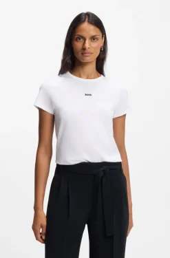 Organic-cotton slim-fit T-shirt with contrast logo