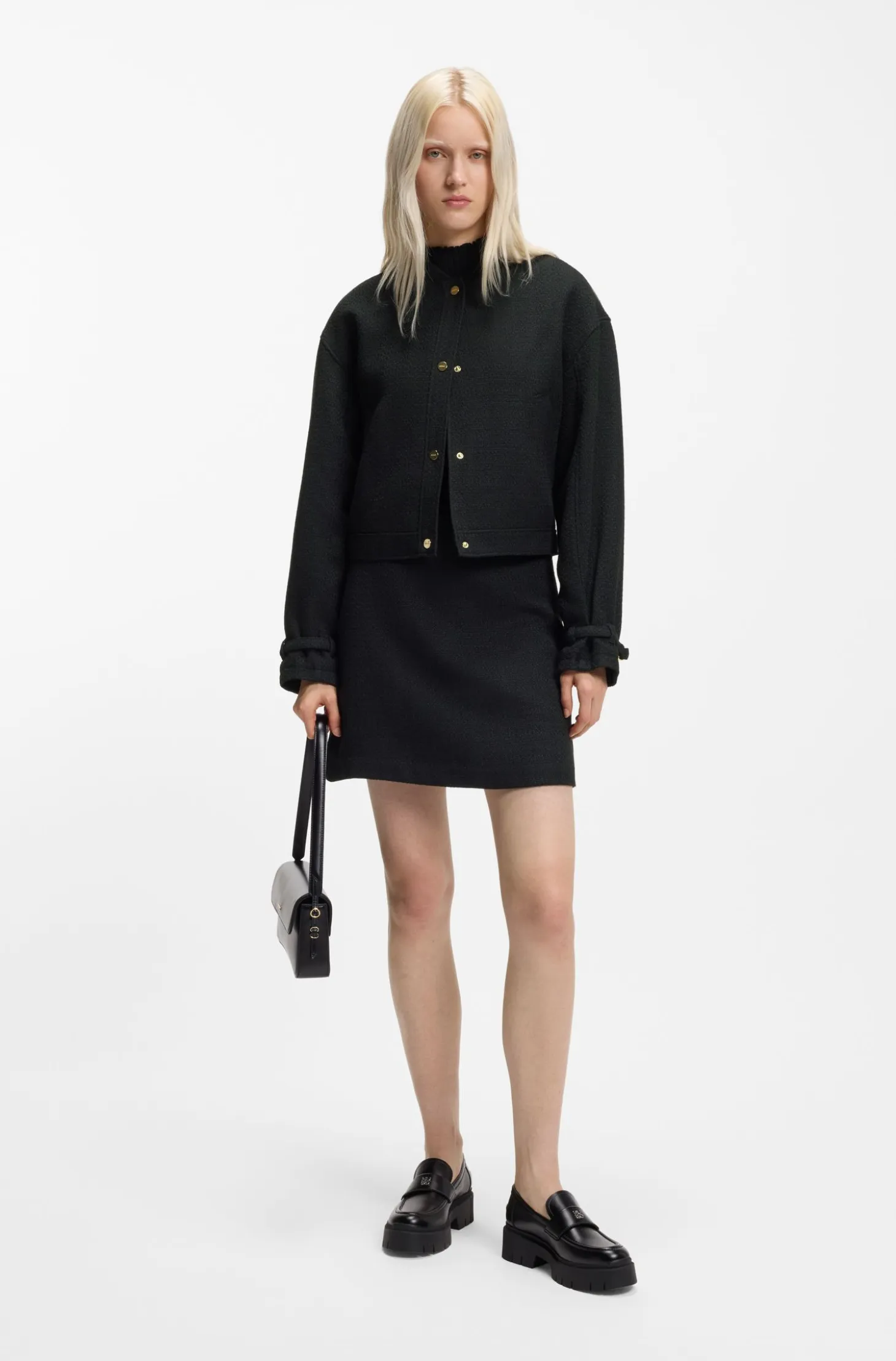 Oversized-fit blazer in bouclé fabric