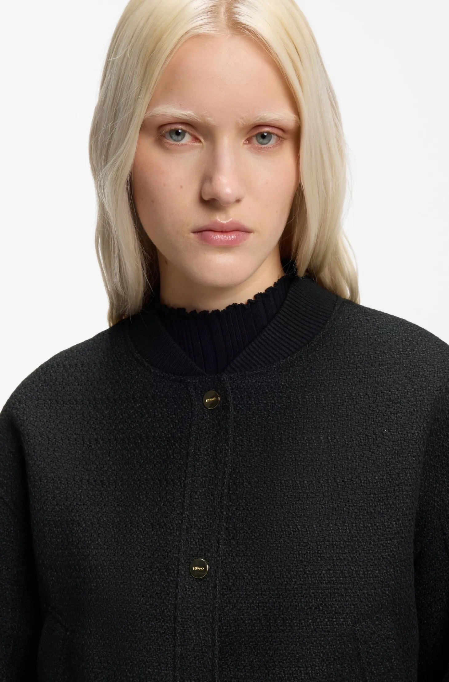 Oversized-fit blazer in bouclé fabric