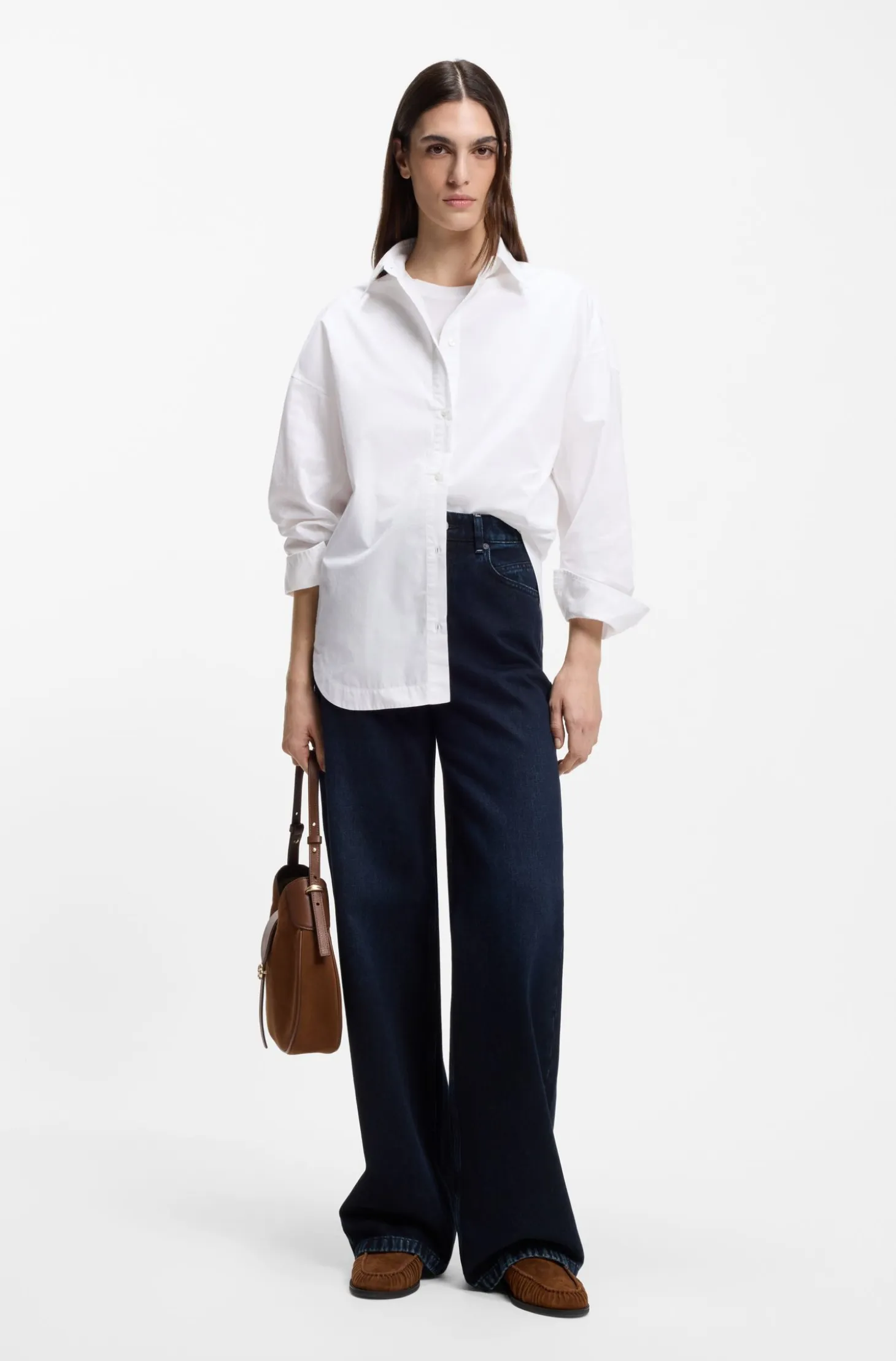 Oversized-fit blouse in cotton poplin