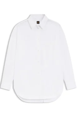 Oversized-fit blouse in cotton poplin and organza