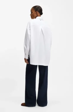 Oversized-fit blouse in cotton poplin and organza
