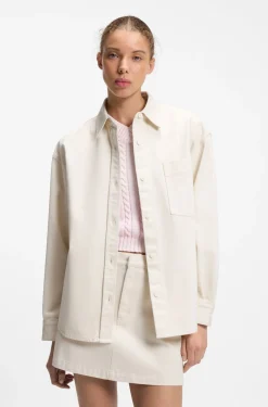 Oversized-fit blouse in cotton twill
