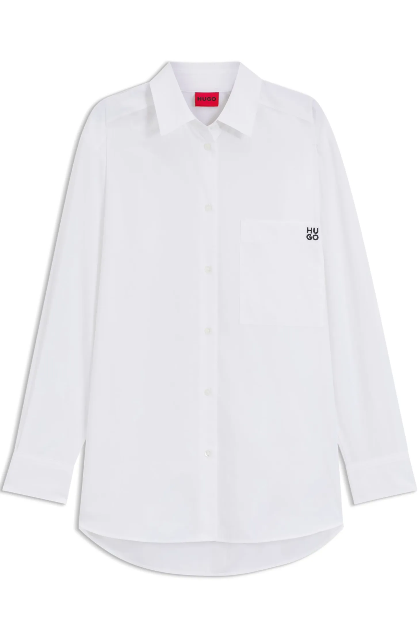 Oversized-fit blouse in cotton canvas with embroidered logo