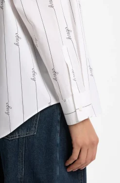 Oversized-fit blouse in cotton poplin with script logos