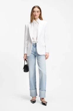 Oversized-fit blouse with burnout logo print