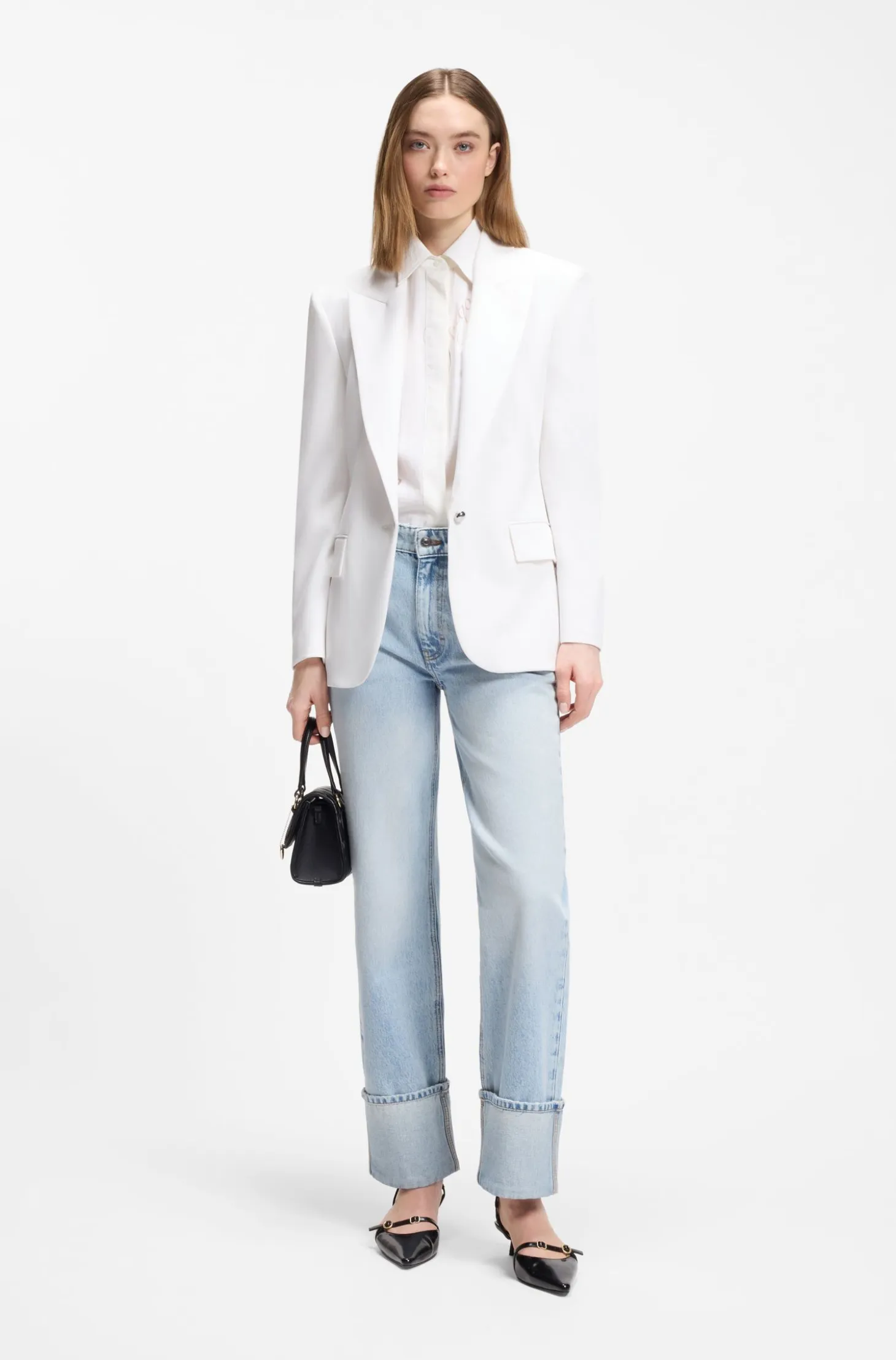 Oversized-fit blouse with burnout logo print
