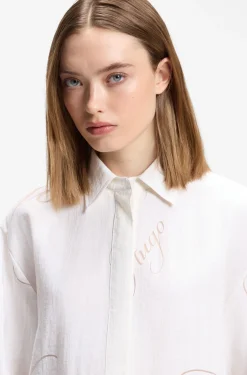 Oversized-fit blouse with burnout logo print