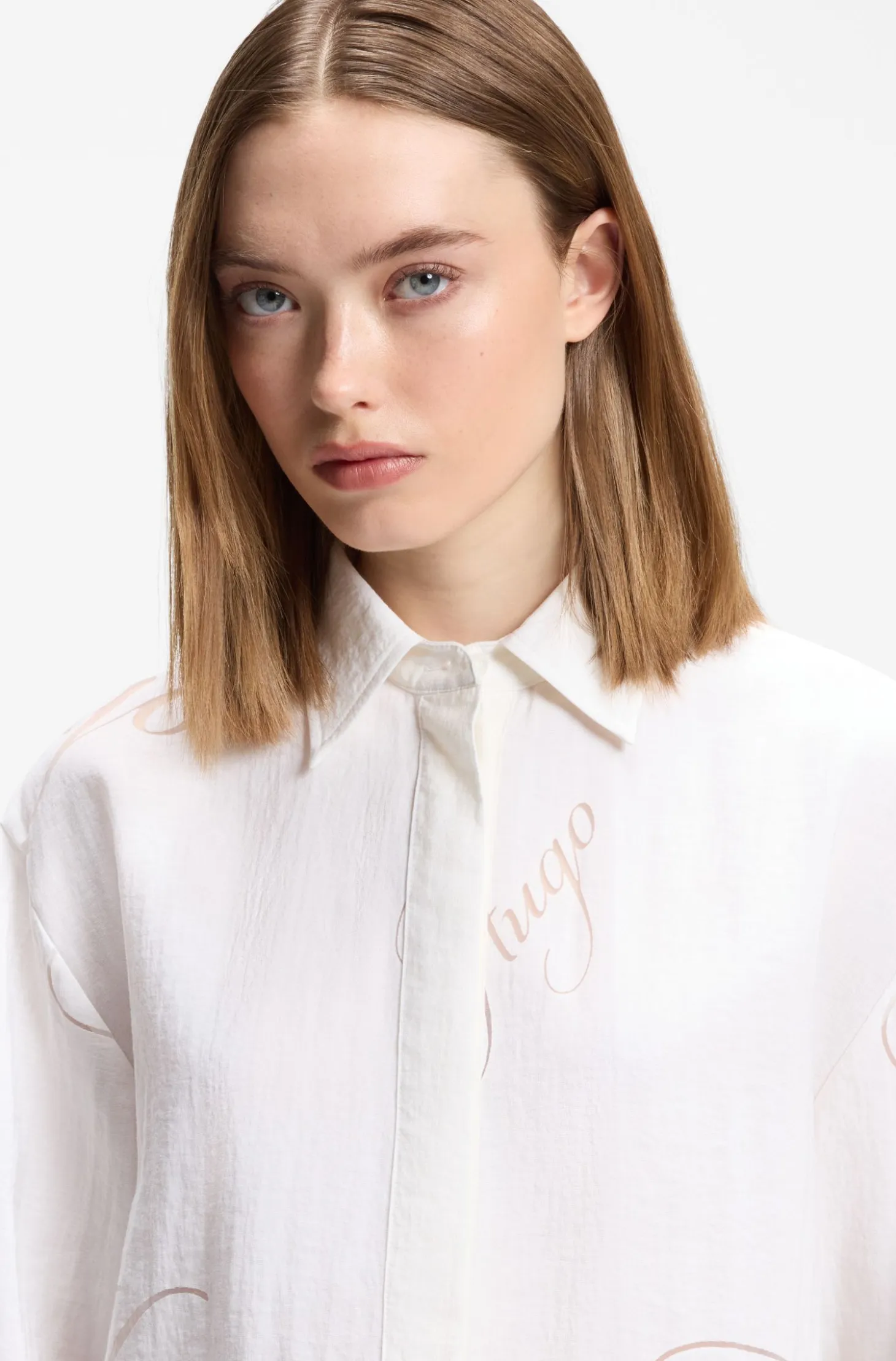 Oversized-fit blouse with burnout logo print