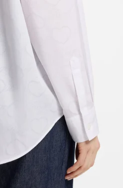 Oversized-fit blouse with burnout heart and logo print