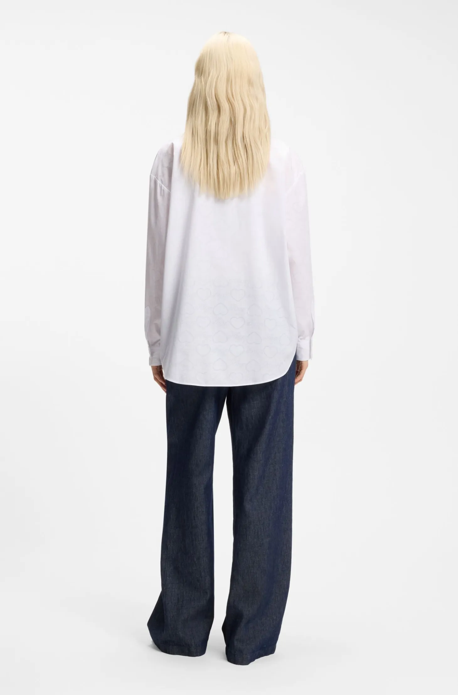 Oversized-fit blouse with burnout heart and logo print