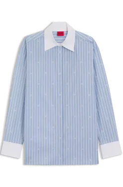 Oversized-fit blouse with stacked logos