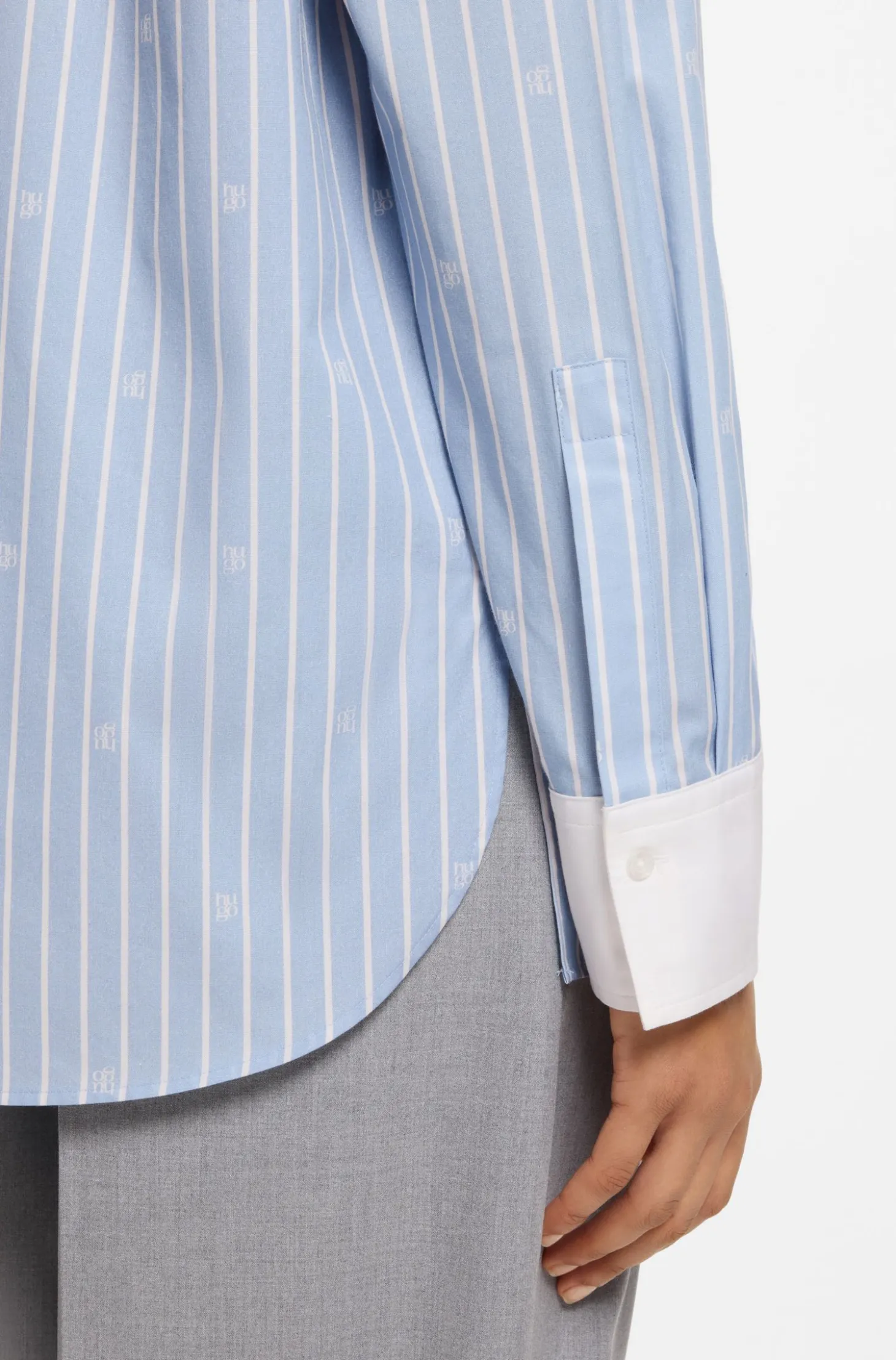 Oversized-fit blouse with stacked logos