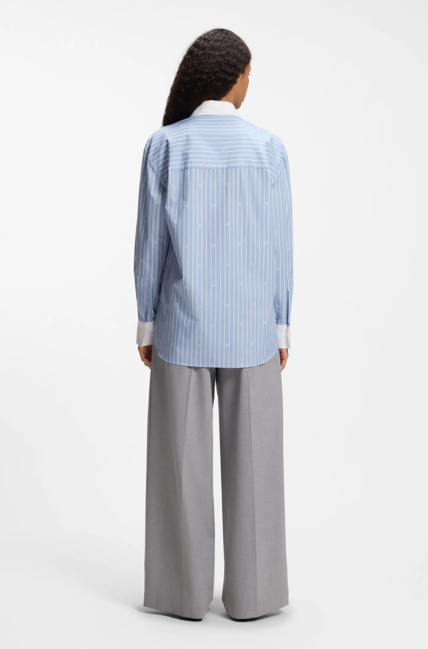 Oversized-fit blouse with stacked logos