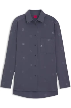 Oversized-fit blouse with stacked logos