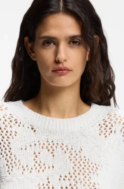 Oversized-fit cotton-blend sweater with knitted pattern
