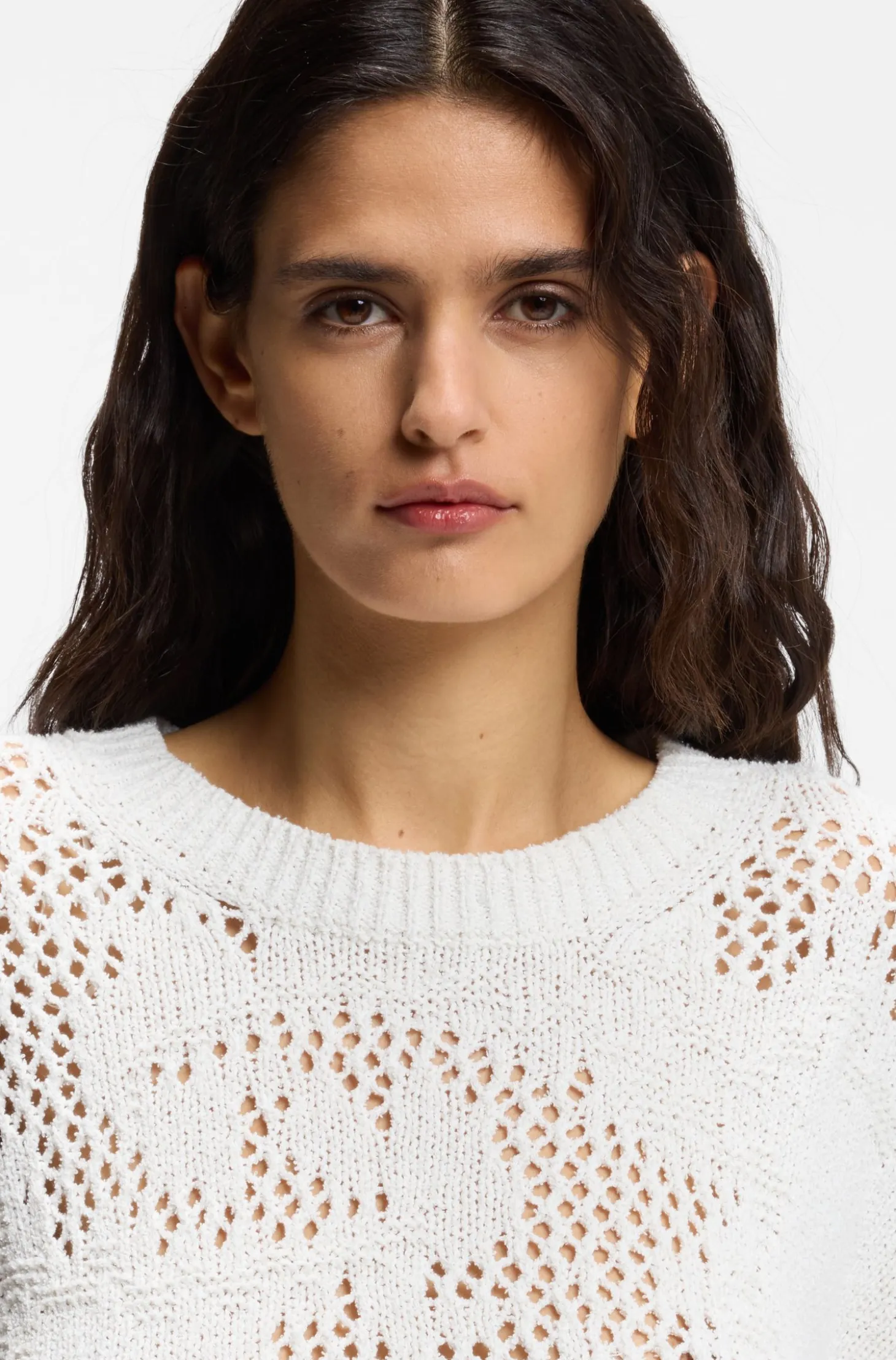 Oversized-fit cotton-blend sweater with knitted pattern