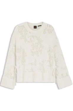 Oversized-fit cotton-blend sweater with knitted pattern