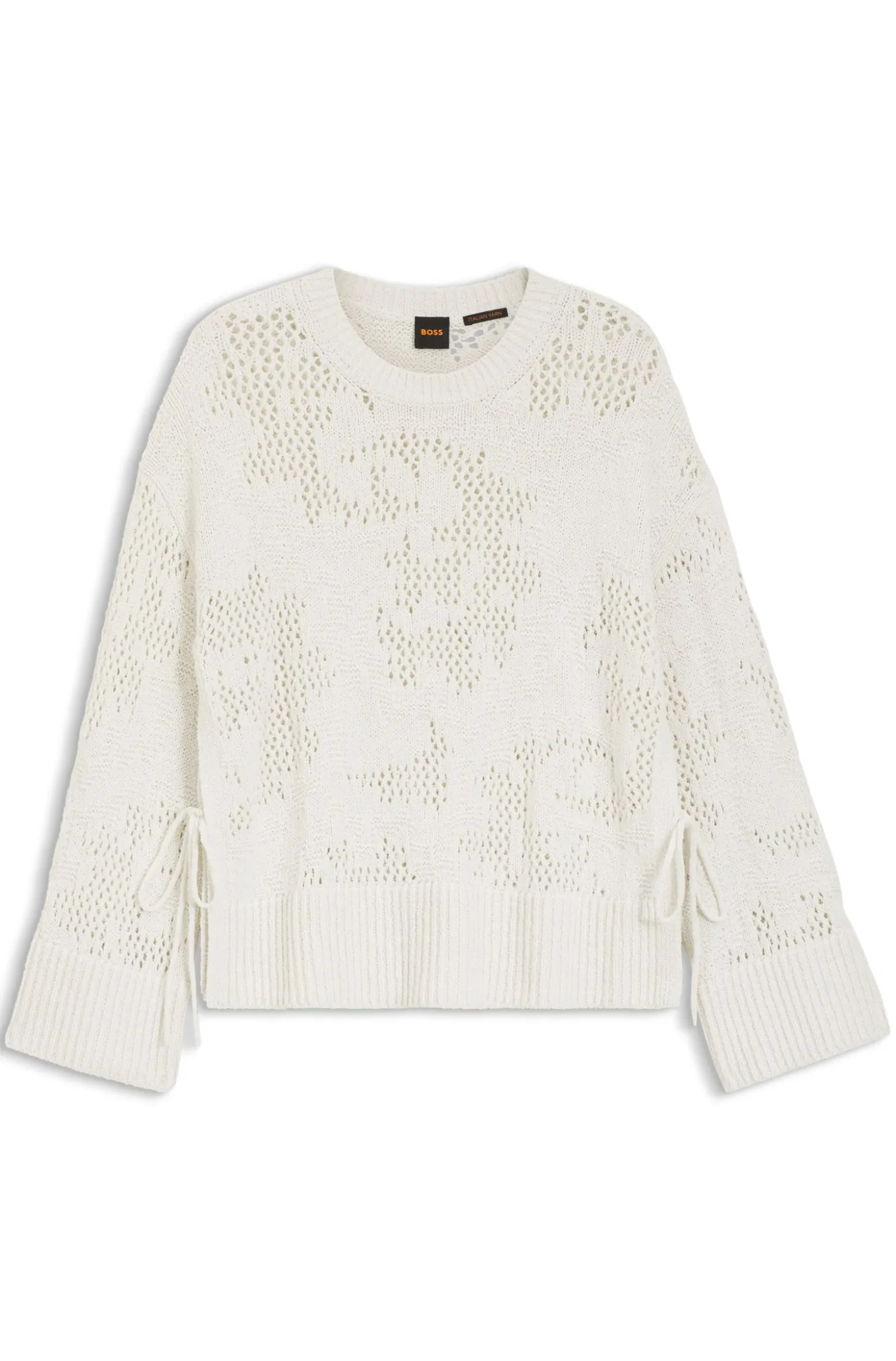 Oversized-fit cotton-blend sweater with knitted pattern