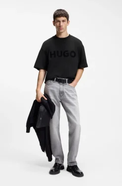 Oversized-fit cotton T-shirt with reflective logo
