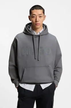 Oversized-fit hoodie in cotton terry with reflective logo